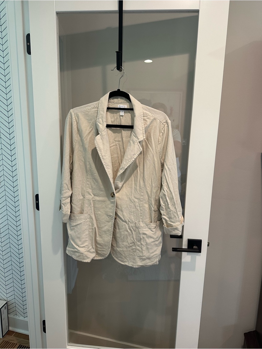 Time and Tru Cream Single-Button Lightweight Blazer